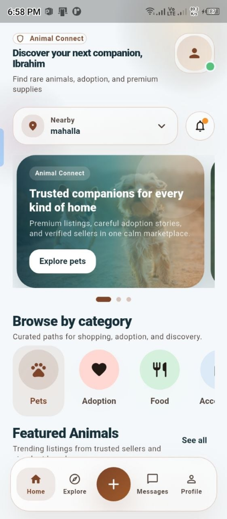 Animal Connect — Pet Marketplace App